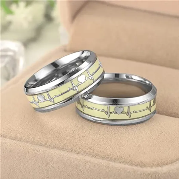 Silver_Gold_Tone_Heartbeat_Couple_Rings