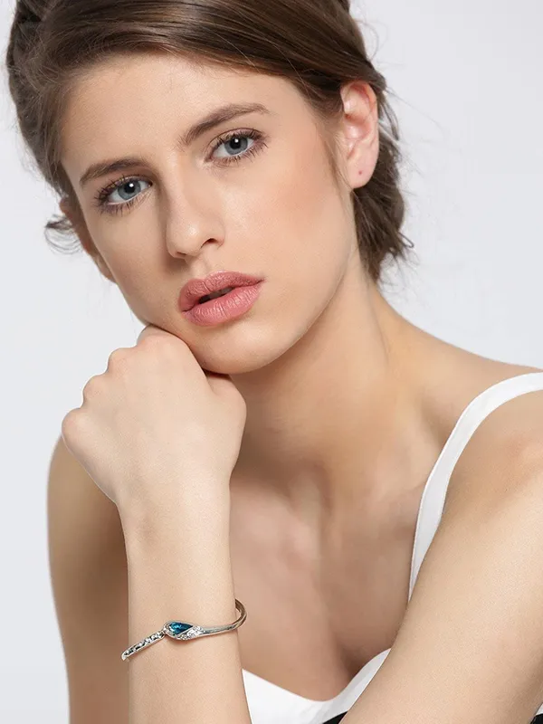 Silver_Tone_Blue_Accent_Bracelet_for_Women