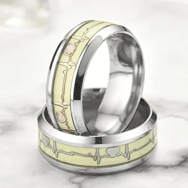 Silver_Gold_Tone_Heartbeat_Couple_Rings