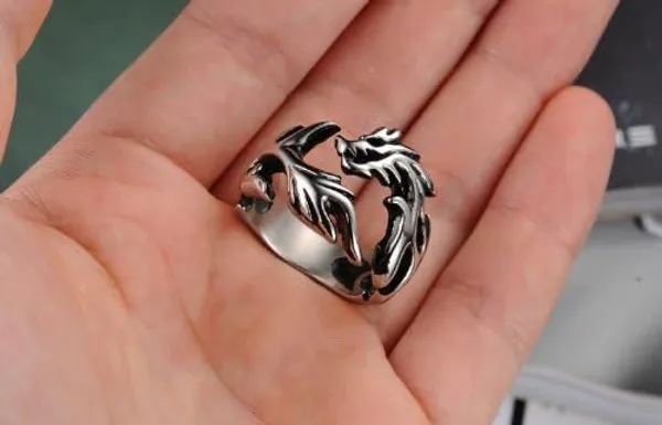 Silver_Stainless_Steel_Dragon_Ring_For_Unisex_-_Pack_of_2