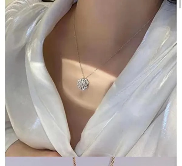 Silver_Tone_Convertible_Clover_Heart_Necklace_for_Women