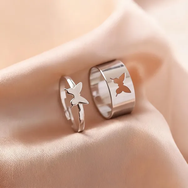 Silver_Stainless_Steel_Butterfly_Ring_Set_For_Unisex_-_Pack_of_2