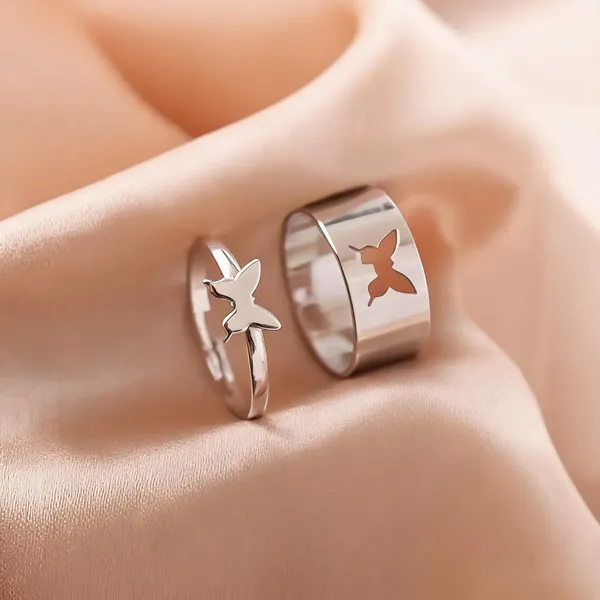 Silver_Stainless_Steel_Butterfly_Ring_Set_For_Unisex_-_Pack_of_2