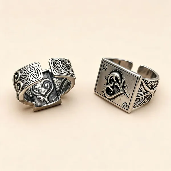 Silver_Stainless_Steel_Ornate_Statement_Ring_For_Unisex_-_Pack_of_2