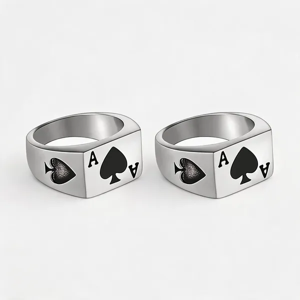 Silver_Stainless_Steel_Poker_Ace_Signet_Ring_For_Unisex_-_Pack_of_2