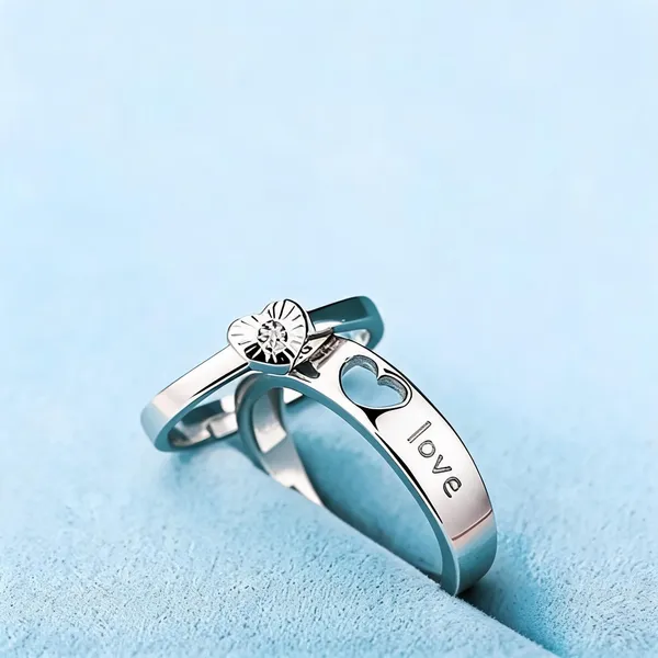 Silver_Stainless_Steel_Love_Heart_Ring_For_Unisex_-_Pack_of_2
