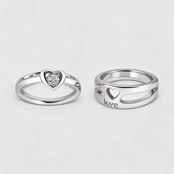 Silver_Stainless_Steel_Love_Heart_Ring_For_Unisex_-_Pack_of_2