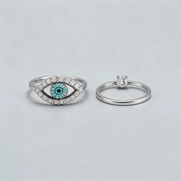 Silver_Stainless_Steel_Evil_Eye_Ring_For_Unisex_-_Pack_of_2