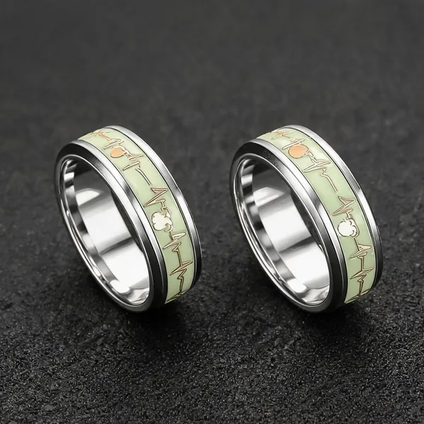 Green_Stainless_Steel_Heartbeat_Pattern_Ring_For_Unisex_-_Pack_of_2