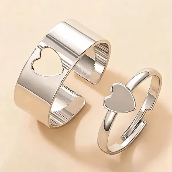 Silver_Stainless_Steel_Heart_Design_Couple_Ring_Set_For_Unisex_-_Pack_of_2
