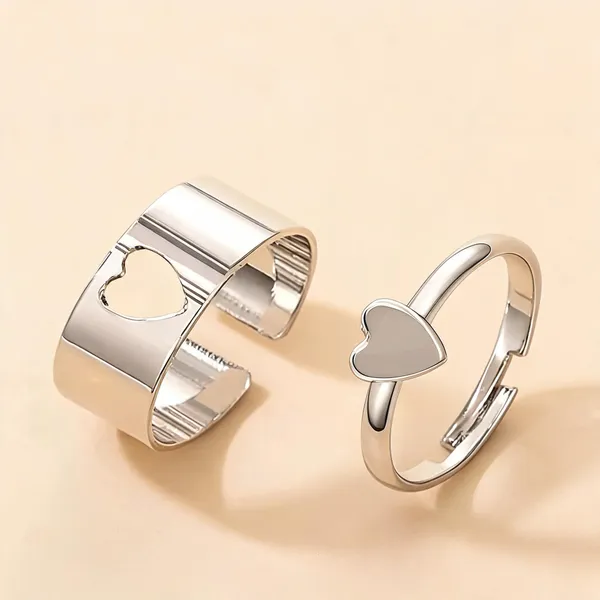 Silver_Stainless_Steel_Heart_Design_Couple_Ring_Set_For_Unisex_-_Pack_of_2