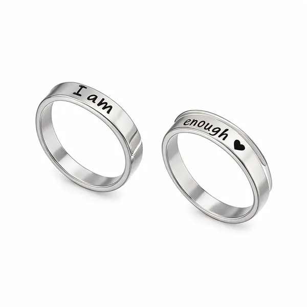 Silver_Stainless_Steel_I_Am_Enough_Engraved_Band_Ring_For_Unisex_-_Pack_of_2