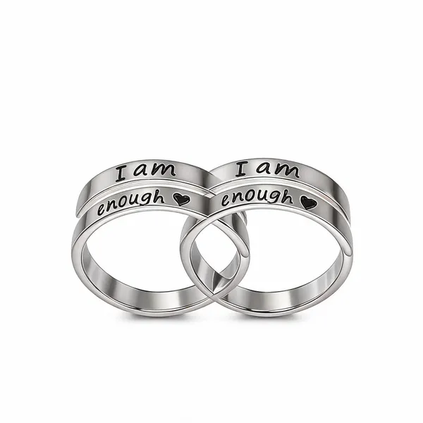Silver_Stainless_Steel_I_Am_Enough_Engraved_Band_Ring_For_Unisex_-_Pack_of_2