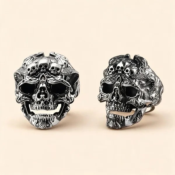 Silver_Stainless_Steel_Skull_Statement_Ring_For_Unisex_-_Pack_of_2