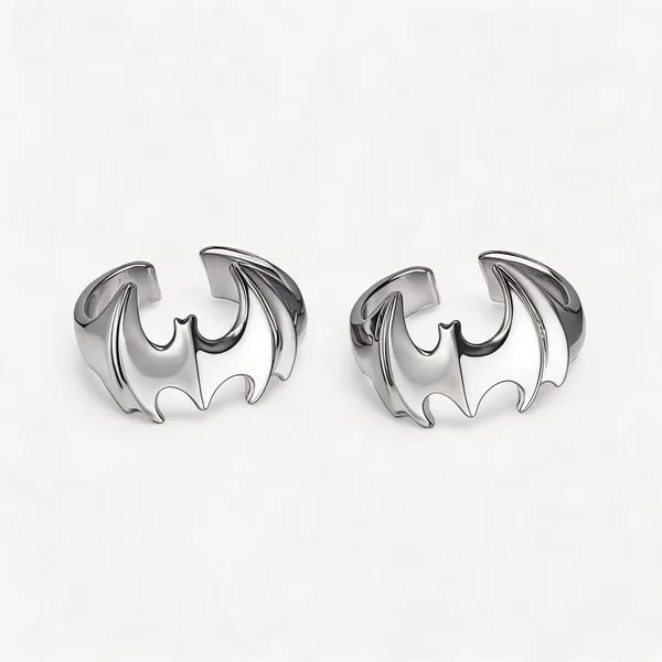 Silver_Stainless_Steel_Bat_Design_Ring_For_Unisex_-_Pack_of_2