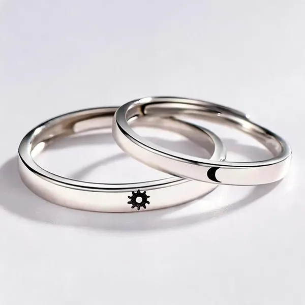 Silver_Stainless_Steel_Sun_Moon_Couple_Ring_For_Unisex_-_Pack_of_2