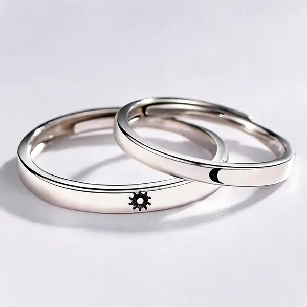 Silver_Stainless_Steel_Sun_Moon_Couple_Ring_For_Unisex_-_Pack_of_2