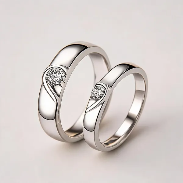 Silver_Stainless_Steel_Crystal_Couple_Ring_For_Unisex_-_Pack_of_2