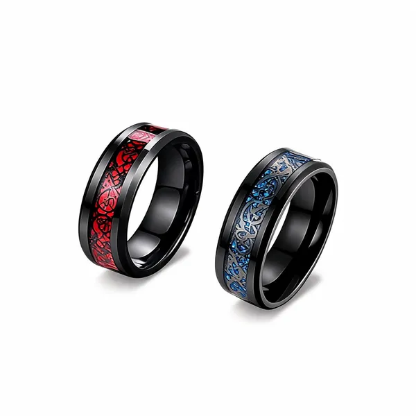 Multicolour_Stainless_Steel_Patterned_Couple_Ring_For_Unisex_-_Pack_of_2