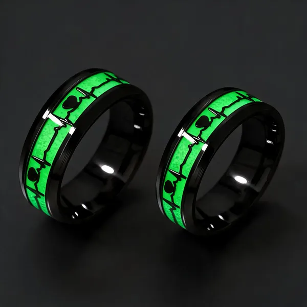 Black_Green_Stainless_Steel_Luminous_Heart_Ring_For_Unisex_-_Pack_of_2