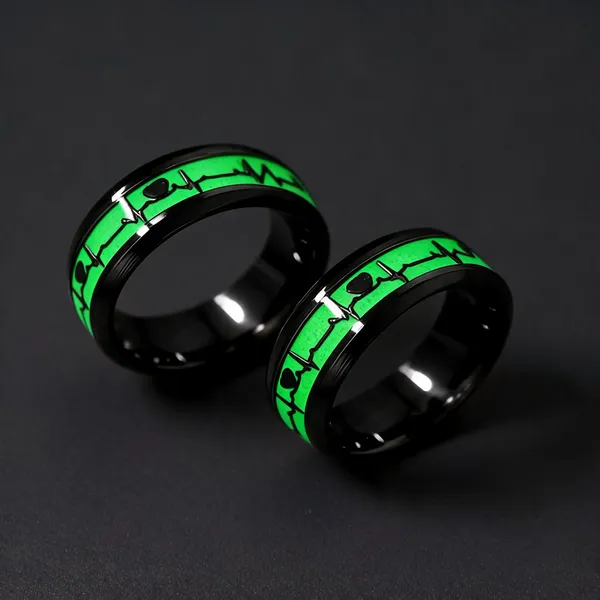 Black_Green_Stainless_Steel_Luminous_Heart_Ring_For_Unisex_-_Pack_of_2