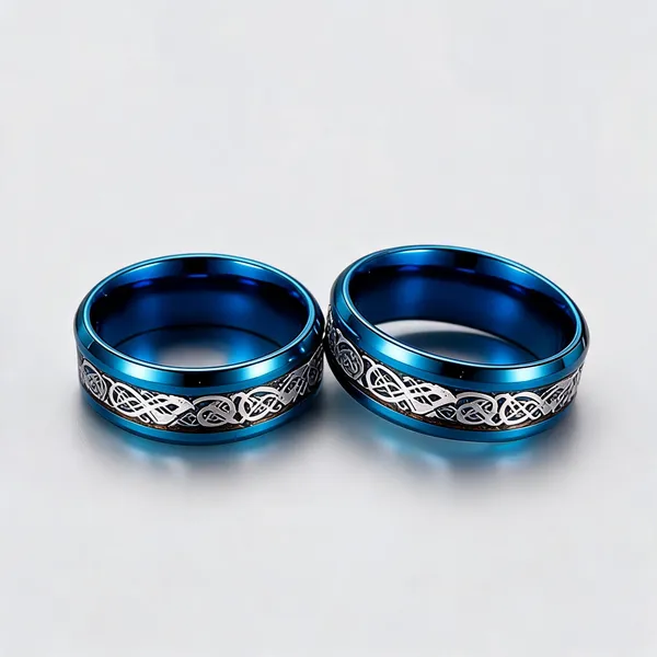 Blue_Stainless_Steel_Celtic_Pattern_Ring_For_Unisex_-_Pack_of_2