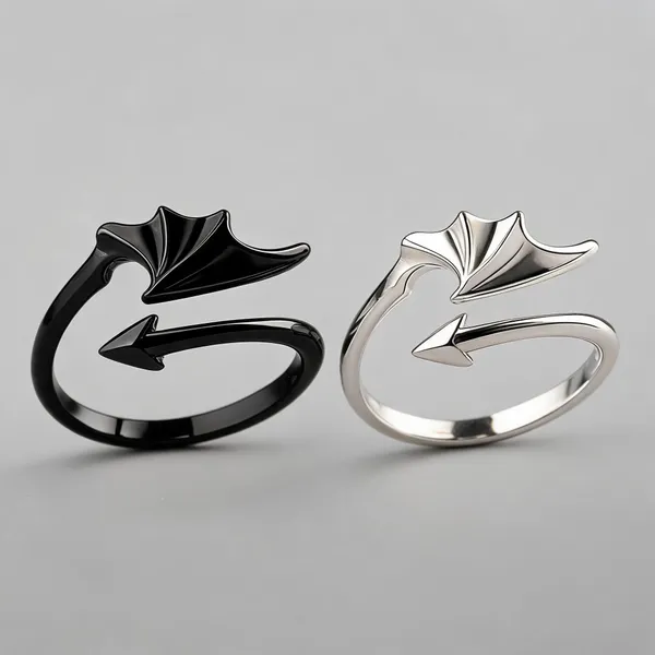 Multicolour_Stainless_Steel_Adjustable_Wing_Ring_For_Unisex_-_Pack_of_2