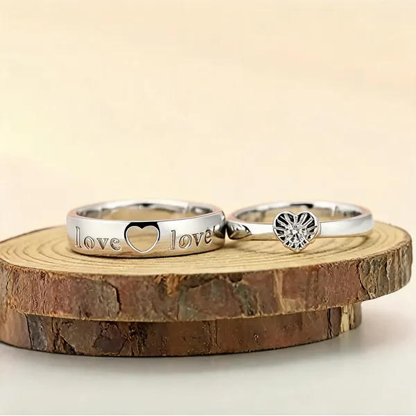 Silver_Stainless_Steel_Heart_Flower_Couple_Ring_For_Unisex_-_Pack_of_2