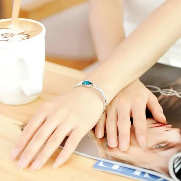 Silver_Tone_Blue_Accent_Bracelet_for_Women