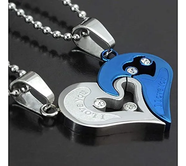 Silver_And_Blue_Heart_Pendant_Necklace_Set_For_Couples