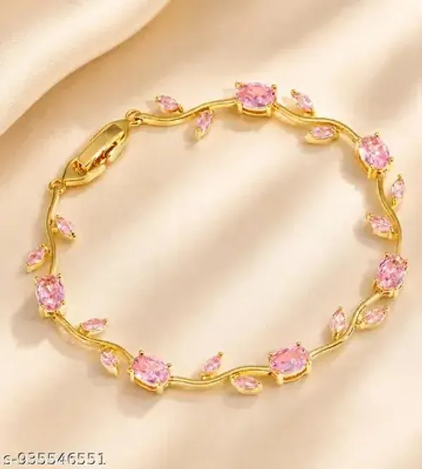 Gold-Tone_Pink_Tulip_Bracelet_for_Women