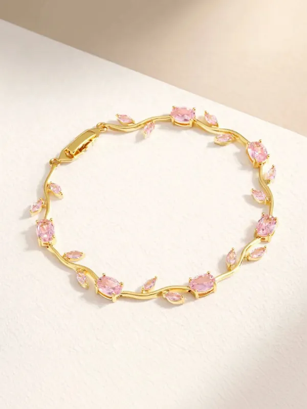 Gold-Tone_Pink_Tulip_Bracelet_for_Women