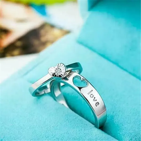 Silver_Tone_Heart_And_Flower_Couple_Rings