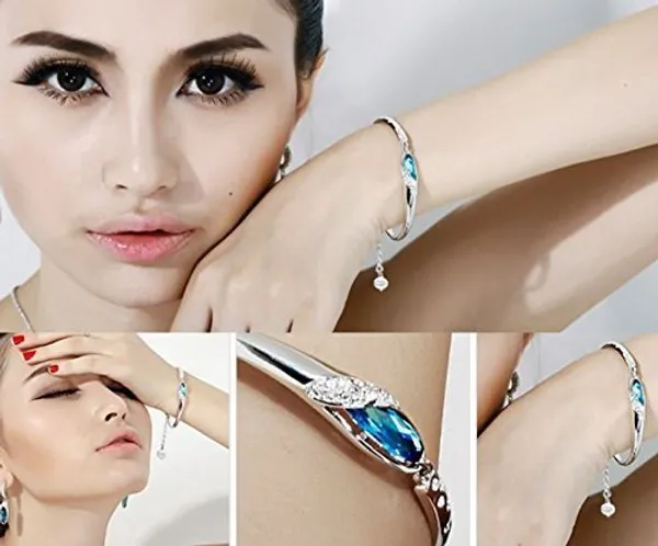 Silver_Tone_Blue_Accent_Bracelet_for_Women