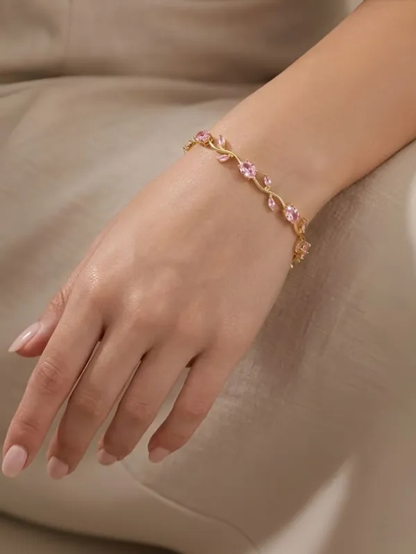 Gold-Tone_Pink_Tulip_Bracelet_for_Women