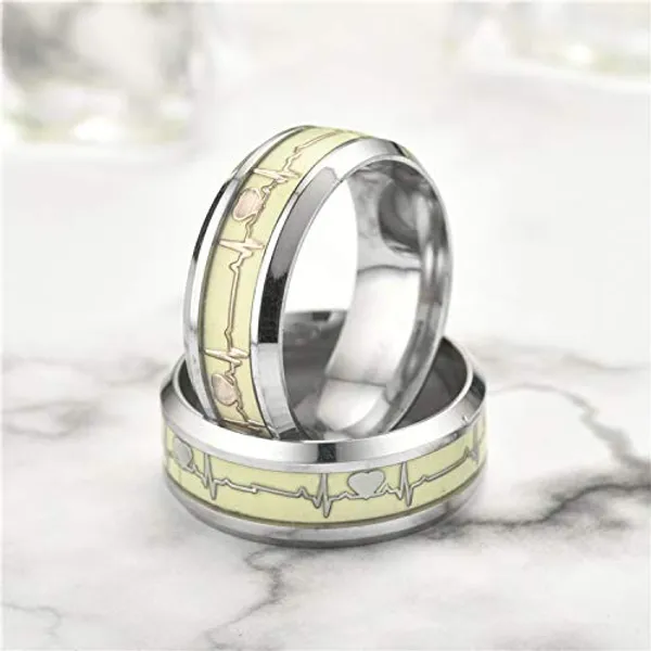 Silver_Gold_Tone_Heartbeat_Couple_Rings