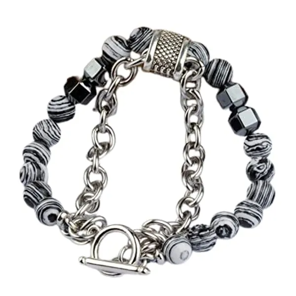 Black_And_White_Beaded_Chain_Bracelet_for_Men