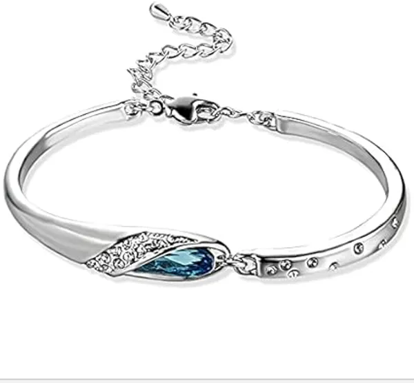Silver_Tone_Blue_Accent_Bracelet_for_Women