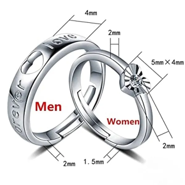 Silver_Tone_Heart_And_Flower_Couple_Rings