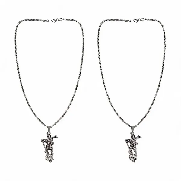Silver_Stainless_Steel_Hanuman_Pendant_Necklace_For_Unisex_-_Pack_of_2