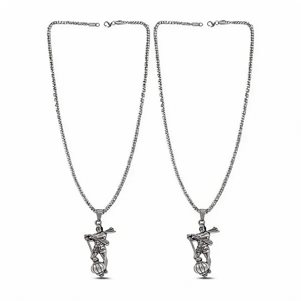 Silver_Stainless_Steel_Hanuman_Pendant_Necklace_For_Unisex_-_Pack_of_2
