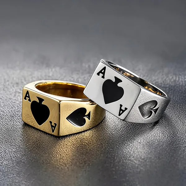 Multicolour_Stainless_Steel_Playing_Card_Signet_Ring_For_Unisex_-_Pack_of_2