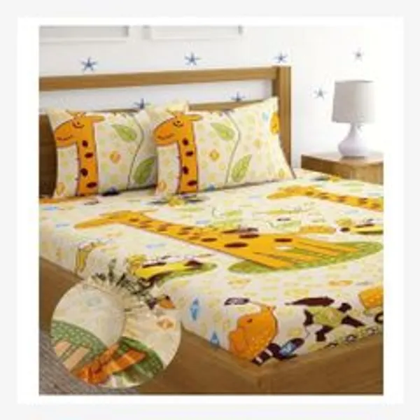 Cotton_Floral_Print_Double_Fitted_Elastic_180_Tc_Bedsheet