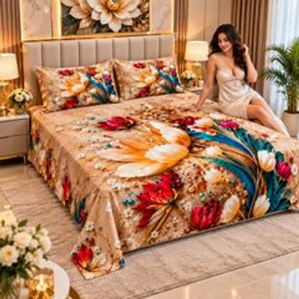 Cotton_Multicolor_Floral_Print_King_Flat_449_Tc_Bedsheet