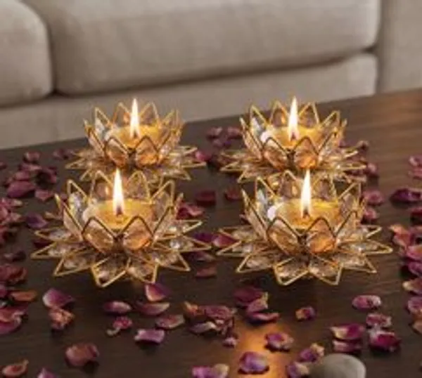Aluminium_Gold_Lotus_Design_Pooja_Table_Diya_Set_Of_4
