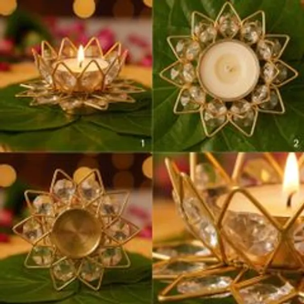 Aluminium_Gold_Lotus_Design_Pooja_Table_Diya_Set_Of_4