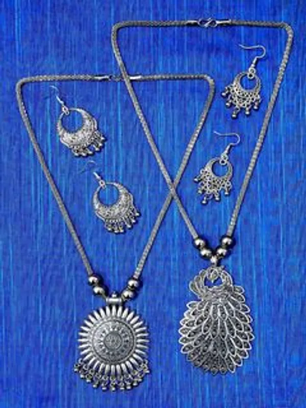 Silver_Oxidised_Necklace_Chain_Earring_Jewel_Set_For_Women