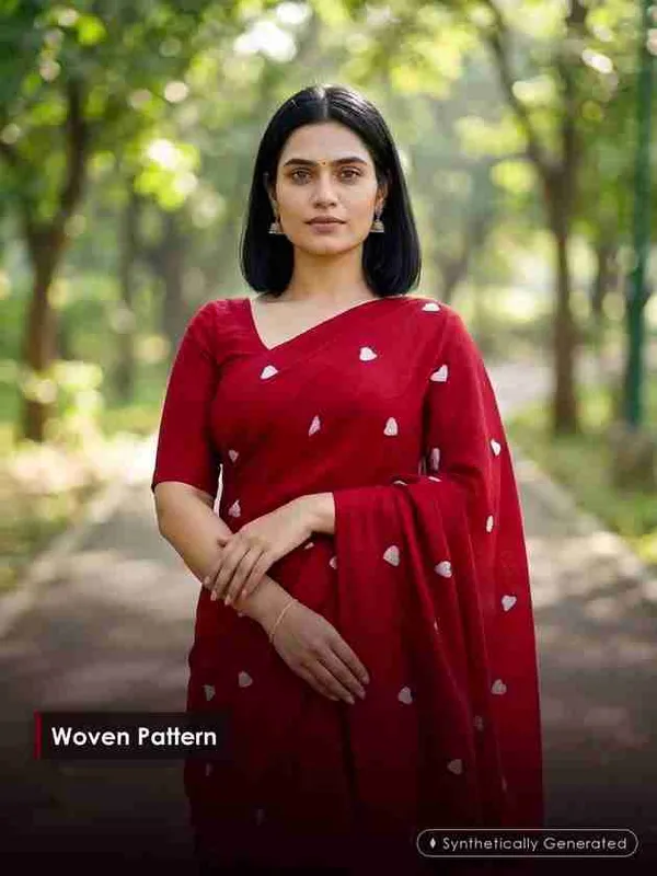 Red_Handloom_Pure_Cotton_Printed_Saree_For_Women