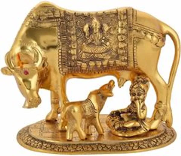 Metal_Handcrafted_Krishna_Kamdhenu_Cow_Decorative_Showpiece