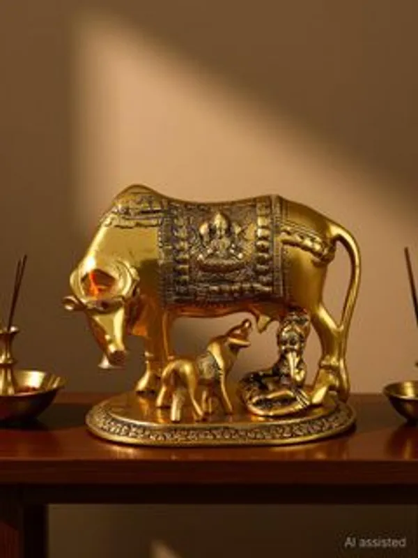Metal_Handcrafted_Krishna_Kamdhenu_Cow_Decorative_Showpiece